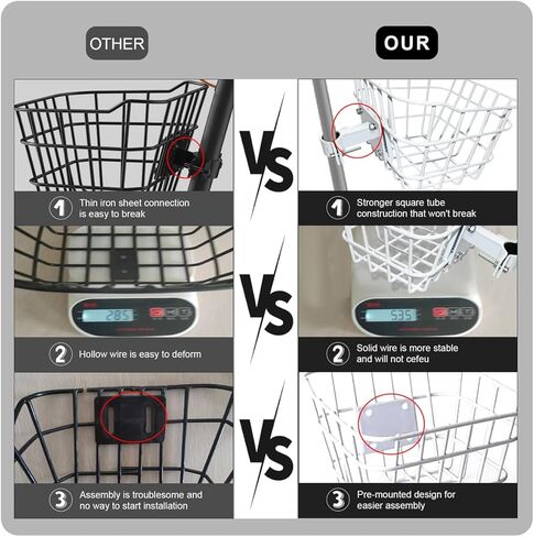 Small Front Basket for Kids’ Scooters & Electric Scooters - Rust-Resistant with Fixed Holder - 5LB Capacity Fits Knee Scooters in Saudi Arabia