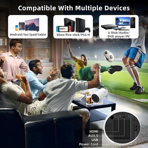 Netflix-Licensed Mini Projector WiFi and Bluetooth: Native 1080P Full HD Portable Projector - Auto Focus Movie Projector for Android iPhone TV HDMI in Saudi Arabia