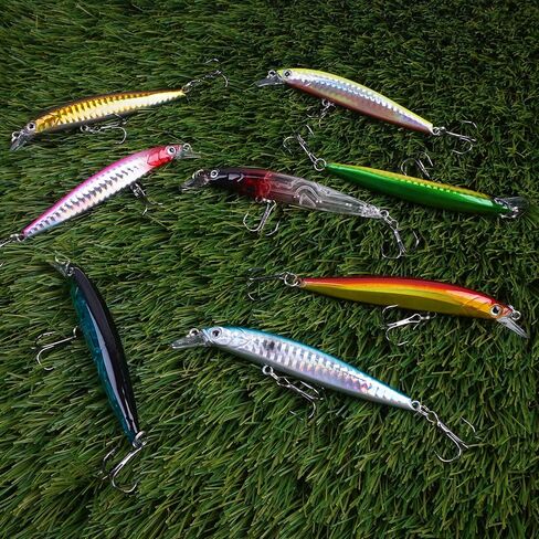 Fishing Lures Kit Hard Bait Set 8pcs Minnow Crankbait Jerkbaits Swimbaits Popper Pencil Artificial Bait Kit for Bass Trout Walleye Redfish Saltwater Freshwater Fishing Lures in Saudi Arabia