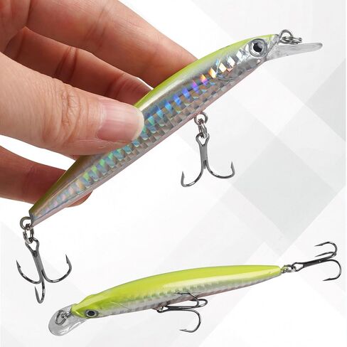 Fishing Lures Kit Hard Bait Set 8pcs Minnow Crankbait Jerkbaits Swimbaits Popper Pencil Artificial Bait Kit for Bass Trout Walleye Redfish Saltwater Freshwater Fishing Lures in Saudi Arabia