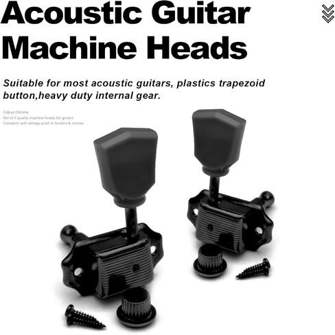 MAXCHEER 3R3L Vintage Guitar Deluxe String Tuning Pegs Machine Heads Greenish Button for Epiphone Les Paul Style Guitar Replacement (Black) in Saudi Arabia