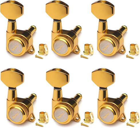 SAPHUE 6R Guitar Locking Tuners 1:18 Lock String Tuning Key Pegs Machine Head with Hexagonal Handle Replacement for Electric Folk or Acoustic Guitars (Gold) in Kuwait