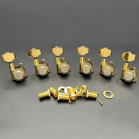 SAPHUE 6R Guitar Locking Tuners 1:18 Lock String Tuning Key Pegs Machine Head with Hexagonal Handle Replacement for Electric Folk or Acoustic Guitars (Gold) in Kuwait