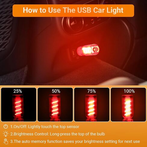 LED Car Ambient Light, USB Powered, Multi-Color Touch Control, Portable Night Light for Bedroom, Camping, Holiday Decor (Blue) in Saudi Arabia