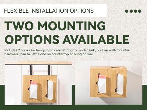 RIVAA Eco-Friendly Bamboo Trash Bag Holder - Complete with Built-in Dispenser, Removable Hinged Lid, and Sleek Design for Space Saving and Convenience! in Saudi Arabia