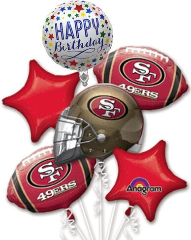 Anagram 49ERS Football Bouquet with 1 Happy Birthday Balloon Pack of 6 in Saudi Arabia