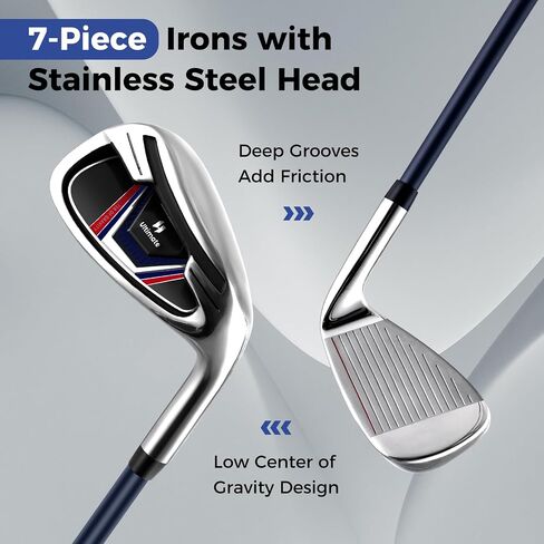 Gymax Golf Golf Clubs for Men ، 16pcs مجموعة غولف كاملة من السلامة اليمنى - 3 Woods (#1#3#5) ، و 5 Irons (#5#6#7#8#9) ، إسفين الرمال/الملعب ، مضرب ، 3 أغلفة رأس ، قطيع المطر والوقوف in Saudi Arabia