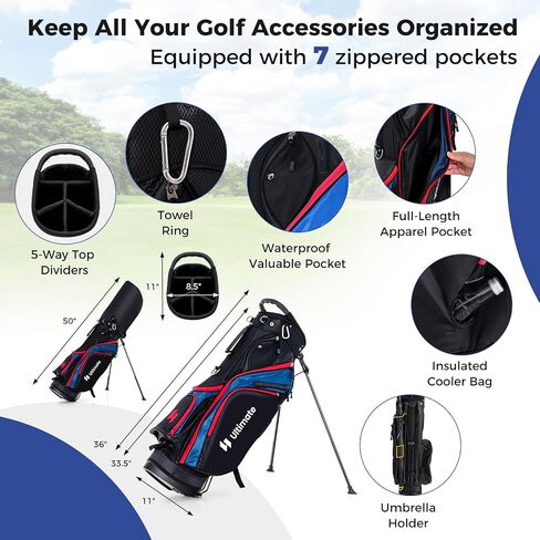 Gymax Golf Golf Clubs for Men ، 16pcs مجموعة غولف كاملة من السلامة اليمنى - 3 Woods (#1#3#5) ، و 5 Irons (#5#6#7#8#9) ، إسفين الرمال/الملعب ، مضرب ، 3 أغلفة رأس ، قطيع المطر والوقوف in Saudi Arabia