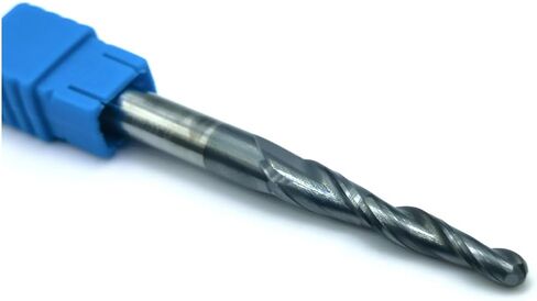 Tapered Angle Ball Nose Tip Radius=1.0mm X 1/4" Shank CNC Carving 3.92 Deg 2 Flutes Tungsten Solid Carbide HRC55 with TiAIN Coated (Pack of 3pcs) in Kuwait