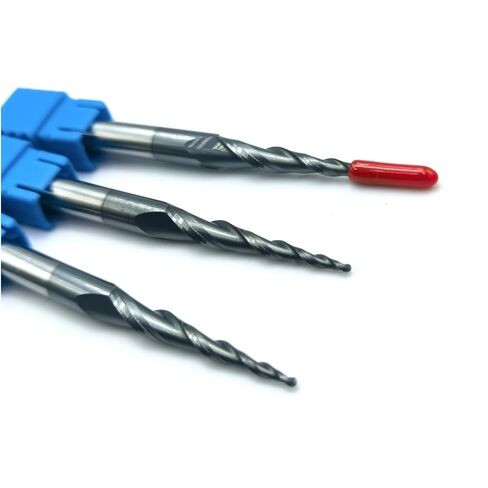 Tapered Angle Ball Nose Tip Radius=1.0mm X 1/4" Shank CNC Carving 3.92 Deg 2 Flutes Tungsten Solid Carbide HRC55 with TiAIN Coated (Pack of 3pcs) in Kuwait