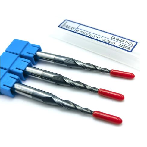 Tapered Angle Ball Nose Tip Radius=1.0mm X 1/4" Shank CNC Carving 3.92 Deg 2 Flutes Tungsten Solid Carbide HRC55 with TiAIN Coated (Pack of 3pcs) in Kuwait