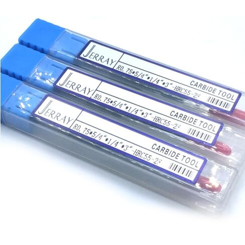 Tapered Angle Ball Nose Tip Radius=1.0mm X 1/4" Shank CNC Carving 3.92 Deg 2 Flutes Tungsten Solid Carbide HRC55 with TiAIN Coated (Pack of 3pcs) in Kuwait