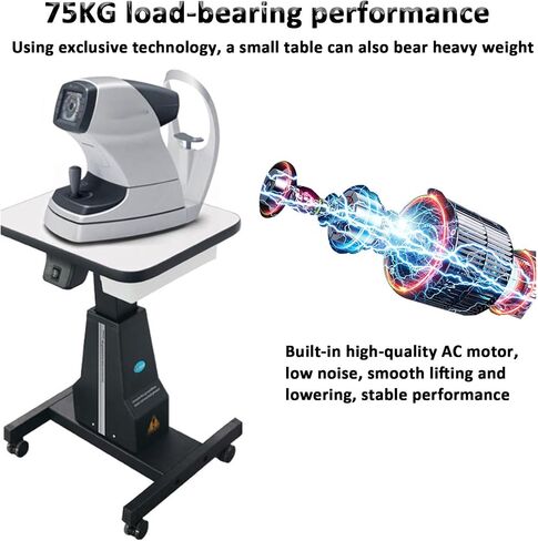 Optometrist Motorized Table, Professional Adjustable Height Ophthalmic Electric Table Optical Eyeglass Instrument Table with Drawer, Working Size 40x48cm,Black (White) in Saudi Arabia