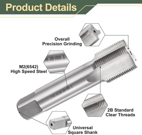 UXCELL HAND PLUP TAP 1-1/2-12 UNF 2B THREAP PLUD TAPS TAPPER FLUTE TAPPET THRASPTING THREAPTING THREAP in Saudi Arabia