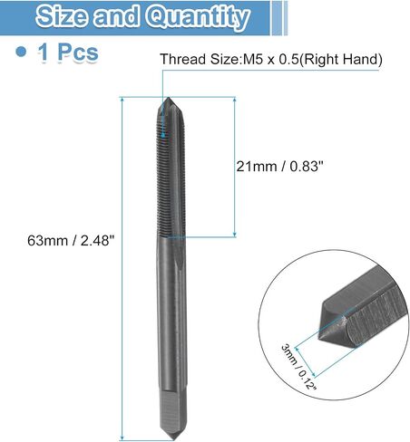 uxcell مستقيمة الفلوت المسمار صنابير M5 x 0.5 H2 الخيط HSS6542 أسود النيتريد المغلفة المغلفة in Kuwait