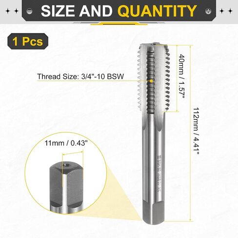 uxcell Hand Bottom Tap 1"-3/8"-6 BSW 2B Thread Bottoming Style Threading Taps High Speed Steel HSS6542 Straight Flutes Screw Tapping Tool in Saudi Arabia