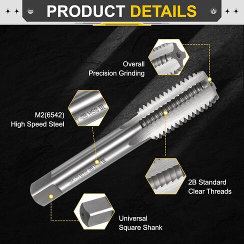 uxcell Hand Bottom Tap 1"-3/8"-6 BSW 2B Thread Bottoming Style Threading Taps High Speed Steel HSS6542 Straight Flutes Screw Tapping Tool in Saudi Arabia