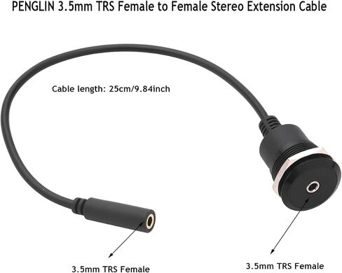 Penglin 2pcs 3.5mm TRS Stereo Plane Panel Adapter - 1/8 "من الذكور إلى الإناث كابل مثبتة in Saudi Arabia