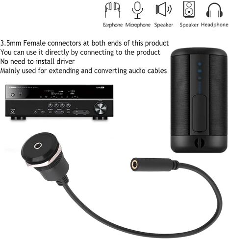 Penglin 2pcs 3.5mm TRS Stereo Plane Panel Adapter - 1/8 "من الذكور إلى الإناث كابل مثبتة in Saudi Arabia
