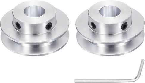 uxcell 2Pcs Single Groove Pulley, 12mm Fixed Bore 40mm Outer Diameter Aluminum Alloy Mechanical Belt Pulley with Hex Wrench for 6mm PU Round Belt in Saudi Arabia