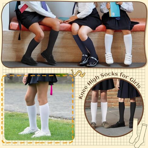 Lainlight 4 Pairs Knee High Socks for Girls Knit School Uniform Socks Seamless Toe Over The Knee Socks for Girls Boys Kids in Kuwait