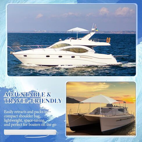 قارب مظلة المظلة قوارب شمس الظل مجموعة 6 '× 6' مقاومة للماء bimini الغطاء الأشرطة السميكة تصل إلى 94 بوصة مع كيس التخزين على شكل d على شكل d in Saudi Arabia