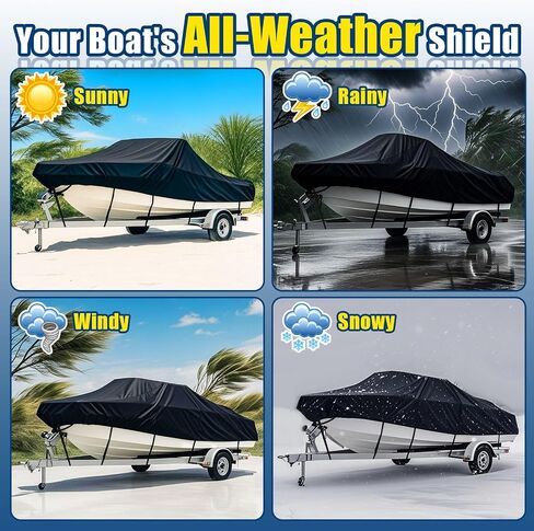 غطاء قارب 1200D الثقيل ، مقاوم للماء ، مقاوم للأشعة فوق البنفسجية ، يناسب 17-19 قدم V-Hull و Tri-Hull و Bass Boats-غطاء من الدرجة البحرية المتري مع الأشرطة القابلة للتعديل للحماية من جميع الأحوال الجوية in Saudi Arabia