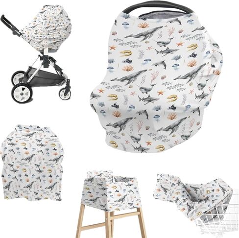 Baby Boy 5-in-1 Coar Cover Cover Watercolor Dragon Tale ، وغطاء للرضاعة الطبيعية متعددة الاستخدامات ، وهدية رضعية للمظلة في Carseat. in Kuwait