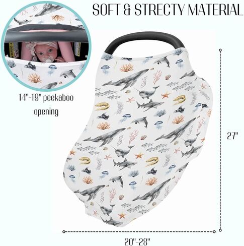 Baby Boy 5-in-1 Coar Cover Cover Watercolor Dragon Tale ، وغطاء للرضاعة الطبيعية متعددة الاستخدامات ، وهدية رضعية للمظلة في Carseat. in Kuwait