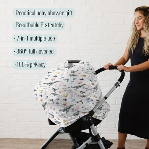 Baby Boy 5-in-1 Coar Cover Cover Watercolor Dragon Tale ، وغطاء للرضاعة الطبيعية متعددة الاستخدامات ، وهدية رضعية للمظلة في Carseat. in Kuwait