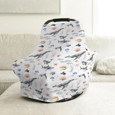Baby Boy 5-in-1 Coar Cover Cover Watercolor Dragon Tale ، وغطاء للرضاعة الطبيعية متعددة الاستخدامات ، وهدية رضعية للمظلة في Carseat. in Kuwait