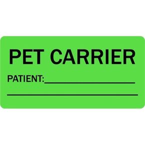 Pet Carrier Name Peterinary Labels - Green FluorScent ، 2 "× 1" ، 500 علامة/لفة | العيادات البيطرية/المستشفيات - تشمل اسم المريض والسلالة والعمر والمعلومات الطبية | العلامة التجارية LabelValue in Kuwait