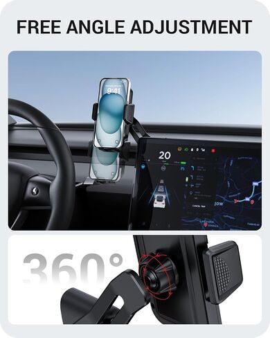 حامل هاتف Basenor Mount Magnetic حامل 360 درجة قابلة للتعديل لنموذج Tesla 3 Highland 2024 2025 Tesla Model Y 2025 Refresities (Juniper) الملحقات الداخلية تناسب كل iPhone Android مع حلقة مغناطيسية in Kuwait