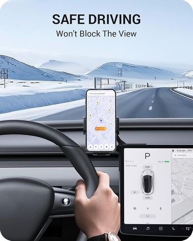 حامل هاتف Basenor Mount Magnetic حامل 360 درجة قابلة للتعديل لنموذج Tesla 3 Highland 2024 2025 Tesla Model Y 2025 Refresities (Juniper) الملحقات الداخلية تناسب كل iPhone Android مع حلقة مغناطيسية in Kuwait