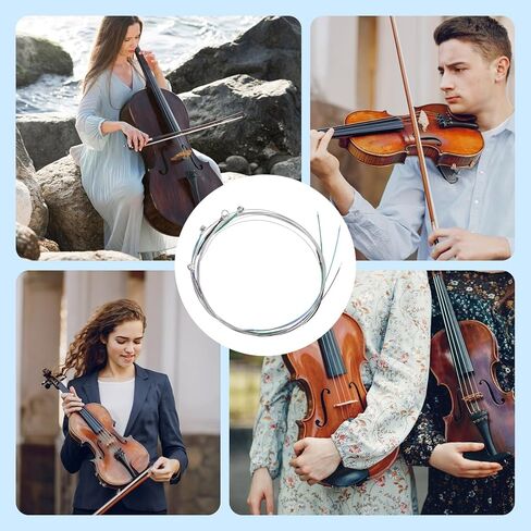 Violin Strings 4/4 Full Set, Universal Violin Strings Replacement Premium Steel Core Long-lasting Instrument Accessories for All Levels Violins in Saudi Arabia
