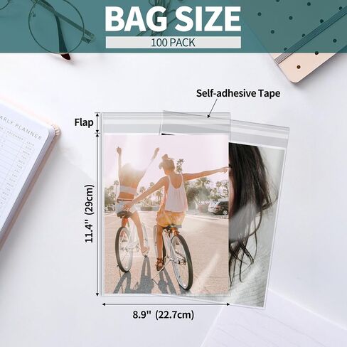 ZBEIVAN 100 Pack 11 1/4" x 14 3/16" Acid-Free Crystal Clear Sleeves Storage Bags for 11x14 Art Prints, Photo Framing Mats, and Craft Wrapping in Saudi Arabia