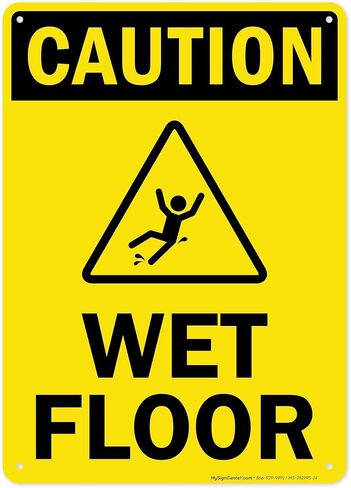Caution Wet Floor Sign, 12x18 Inches, 3M EGP Reflective .063 Aluminum, Fade Resistant, Made in USA by My Sign Center in Kuwait