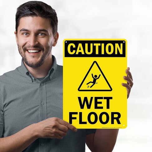 Caution Wet Floor Sign, 12x18 Inches, 3M EGP Reflective .063 Aluminum, Fade Resistant, Made in USA by My Sign Center in Kuwait