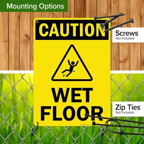 Caution Wet Floor Sign, 12x18 Inches, 3M EGP Reflective .063 Aluminum, Fade Resistant, Made in USA by My Sign Center in Kuwait