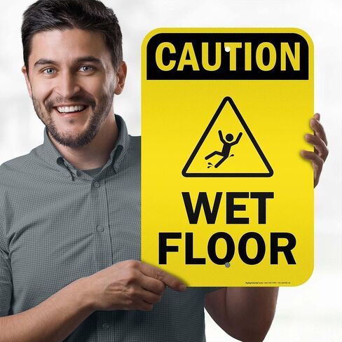 Caution Wet Floor Sign, 12x18 Inches, 3M EGP Reflective .063 Aluminum, Fade Resistant, Made in USA by My Sign Center in Kuwait