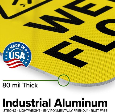 Caution Wet Floor Sign, 12x18 Inches, 3M EGP Reflective .063 Aluminum, Fade Resistant, Made in USA by My Sign Center in Kuwait