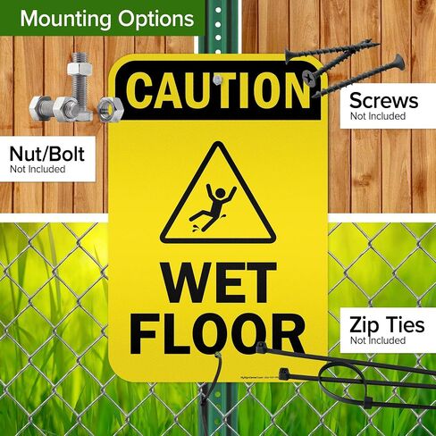 Caution Wet Floor Sign, 12x18 Inches, 3M EGP Reflective .063 Aluminum, Fade Resistant, Made in USA by My Sign Center in Kuwait