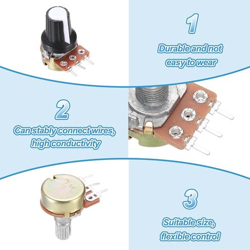 MECCANIXITY 5Pcs WH-148 Potentiometer 3Pins B20K±20% Ohm Linear Taper Rotary Potentiometer XH2.54 Variable Resistor Potentiometers with 5 Plastic Knobs for Audio Equipment, DIY Electronics in Saudi Arabia