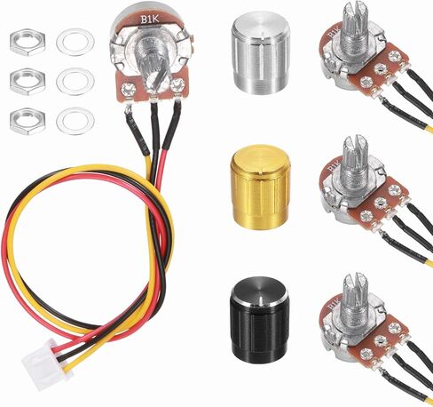 Meccanixity 3pcs WH-148 Potentiometer 3pins B50K ± 20 ٪ أوم الخطي الدوار الدوار المقياس XH2.54 مقاوم المقاوم المتغير مع 3 مقابض من الألومنيوم لمعدات الصوت ، إلكترونيات DIY in Saudi Arabia
