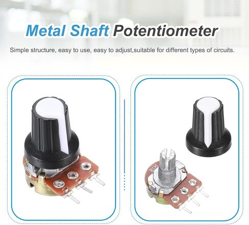 MECCANIXITY 5Pcs WH-148 Potentiometer 3Pins B20K±20% Ohm Linear Taper Rotary Potentiometer XH2.54 Variable Resistor Potentiometers with 5 Plastic Knobs for Audio Equipment, DIY Electronics in Saudi Arabia