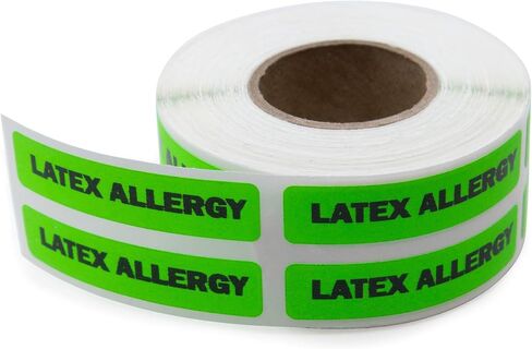 Latex Allergy Labels - Bright Green, 500 Labels/Roll, 0.375" x 1.625" - Perfect for Medical, Healthcare, Laboratory, and Childcare Settings | LabelValue in Saudi Arabia