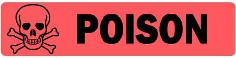 LabelValue.com | Poison with Cross Skull Image - 0.375" x 1.625" Veterinary Labels/Stickers, [500 Labels/1 Roll], Bright Red with Black Text - Warning Stickers in Saudi Arabia