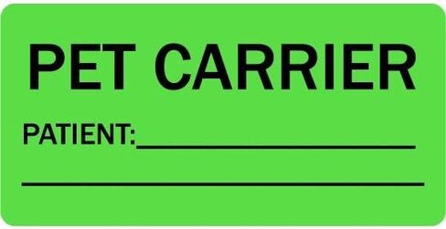Pet Carrier Name Peterinary Labels - Green FluorScent ، 2 "× 1" ، 500 علامة/لفة | العيادات البيطرية/المستشفيات - تشمل اسم المريض والسلالة والعمر والمعلومات الطبية | العلامة التجارية LabelValue in Saudi Arabia