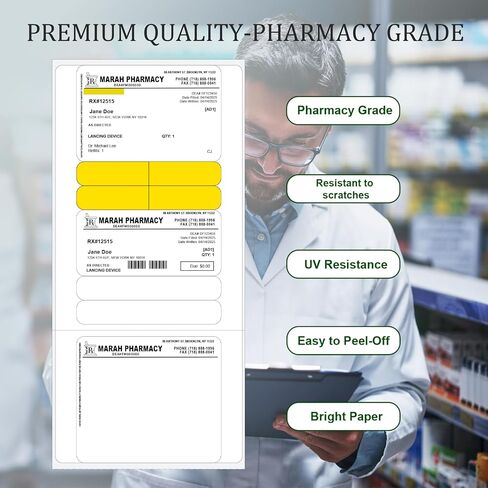 ملصقات Marah Prescription Direct Direct Thermal Prescription Labels 4 "W X 8.5" L RX تسميات الصيدلة مع صيدلية الصيدلية الصيدلية الصيدلية الصيدلية 250 لكل لفة (6ROLLS في الحالة ، 1500 في المجموع) in Saudi Arabia