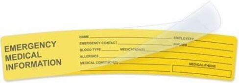 SmartSign Emergency Medical Information Hard Hat Label | 1.25" x 6" Self-Laminating, Pack of 5 in Saudi Arabia